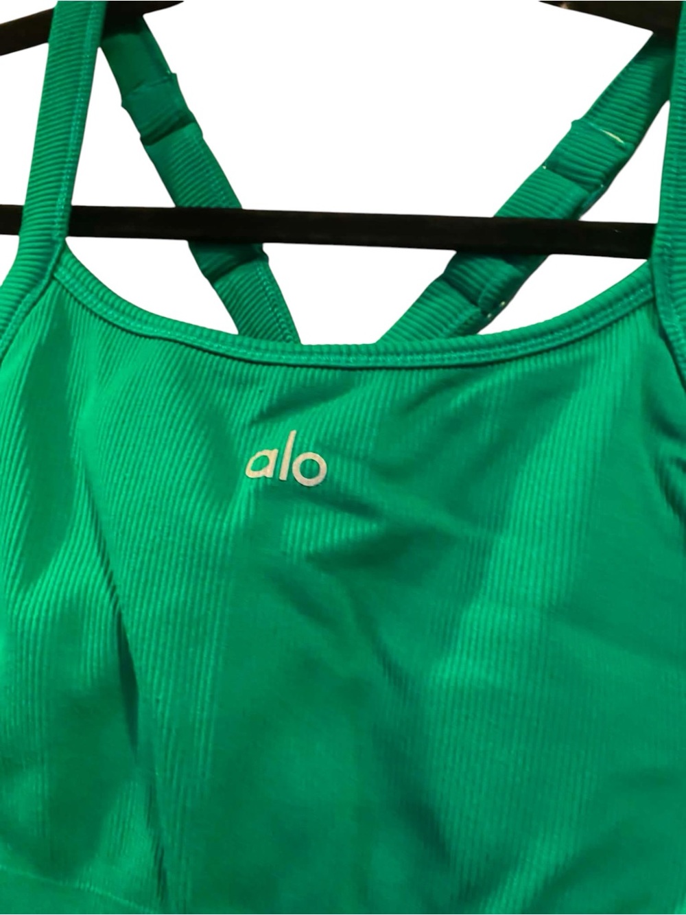 NWOT Alo Yoga Ribbed Tank/Short Set EMERALD GREEN Size Medium - Picture 3 of 7